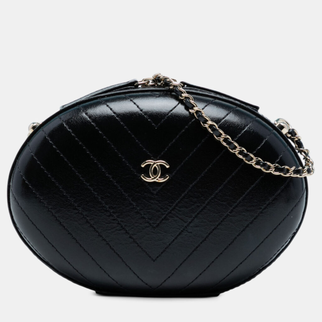 Chanel Black Chevron Stitched Calfskin La Pausa Evening Bag Chanel Black Chevron Stitched Calfskin La Pausa Evening Bag