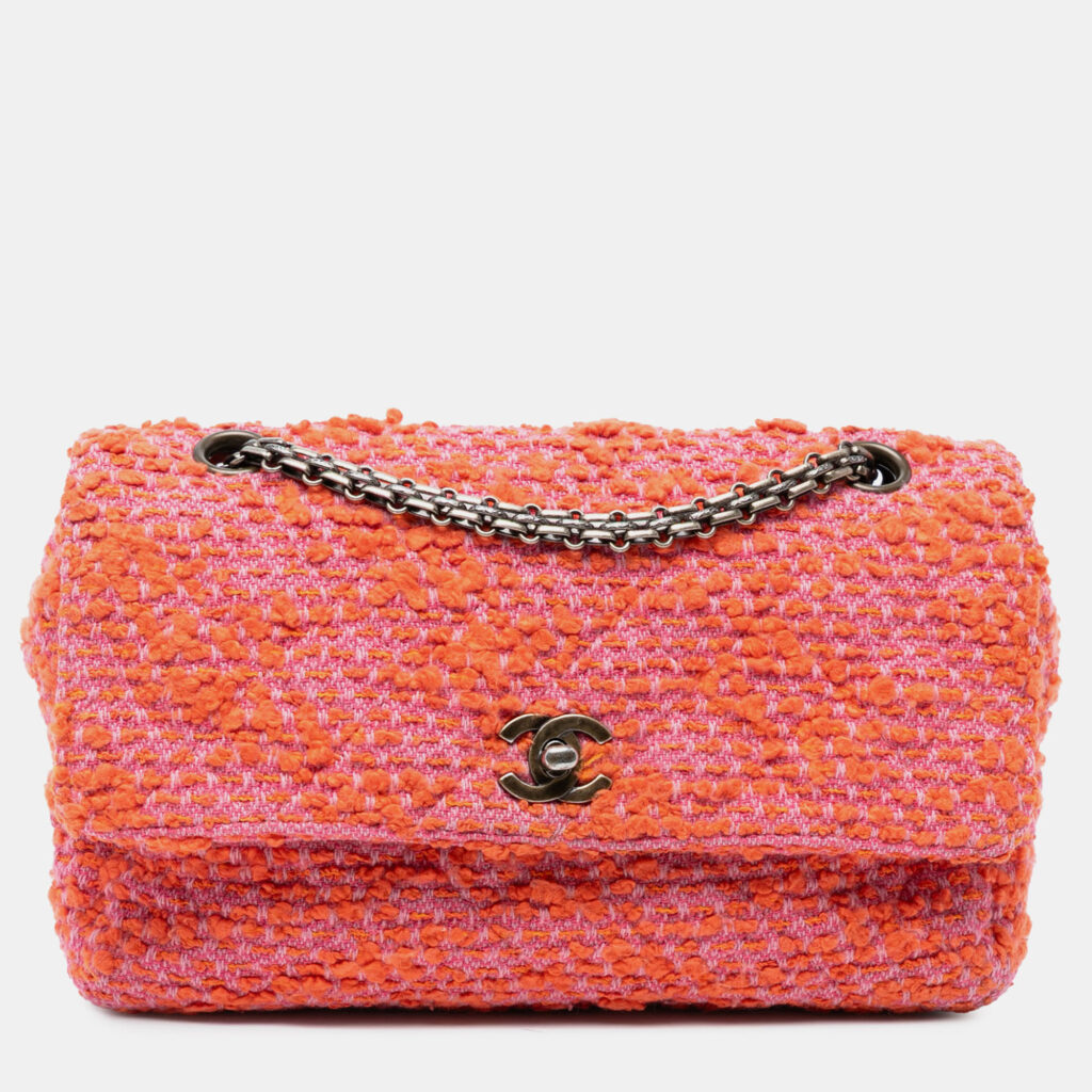 luxury-women-chanel-used-handbags-p1245909-006-1.jpg Chanel Orange CC Quilted Tweed Flap