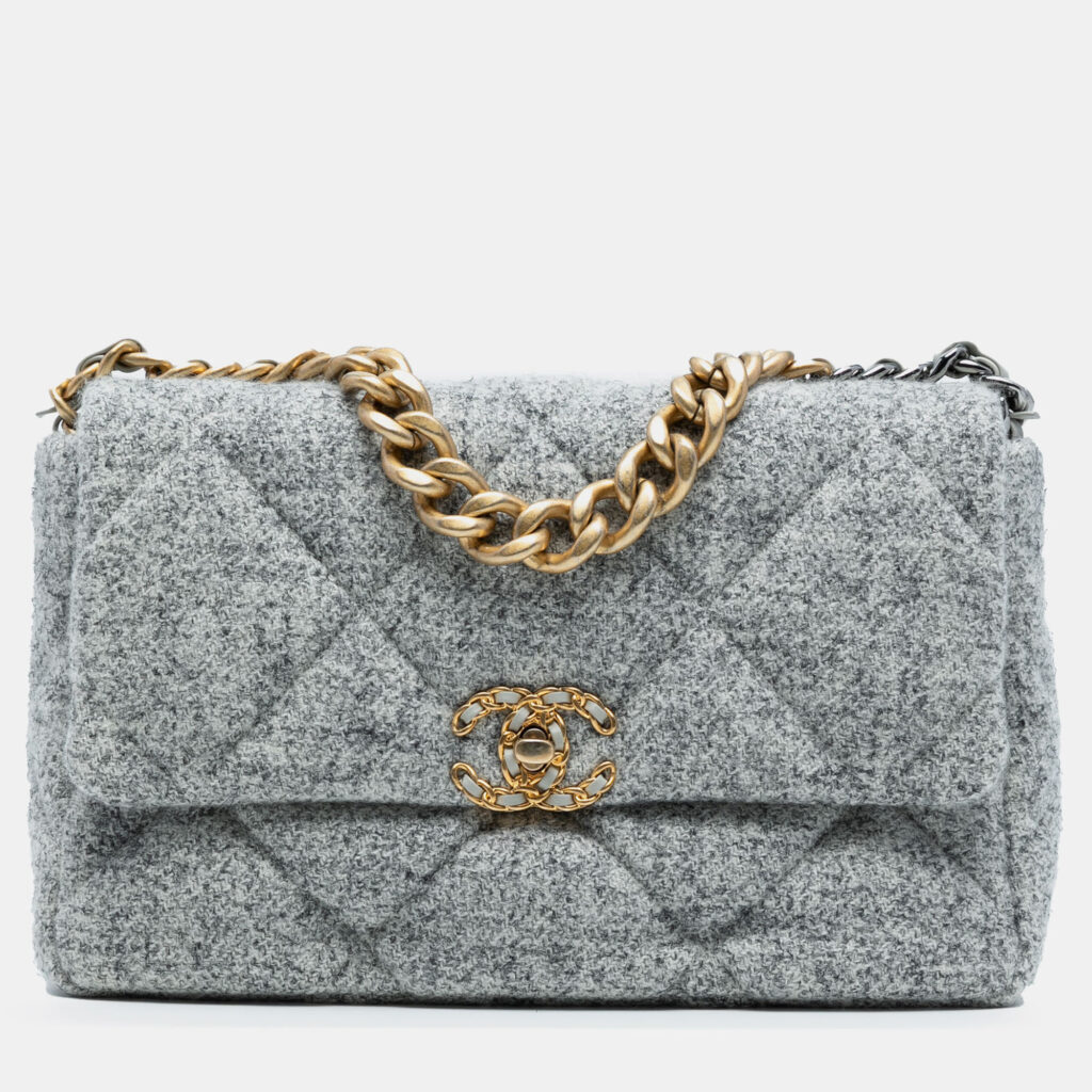 Chanel Grey Large Tweed 19 Flap Chanel Grey Large Tweed 19 Flap