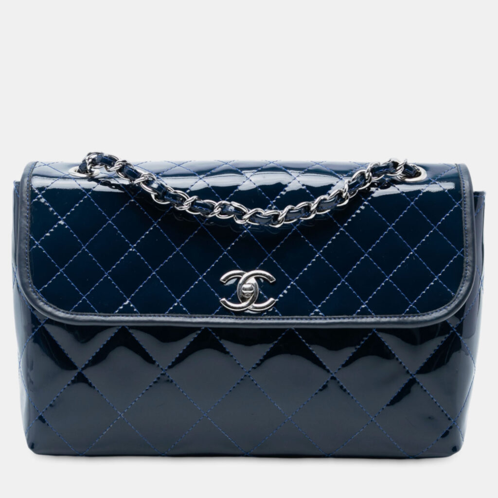 Chanel Navy Blue Quilted Patent In The Business Flap Chanel Navy Blue Quilted Patent In The Business Flap