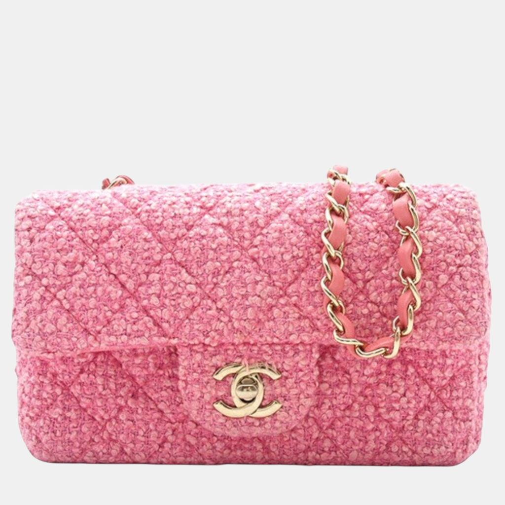 luxury-women-chanel-used-handbags-p1246097-005-1.jpg Chanel Pink Mini Rectangular Classic Tweed Single Flap