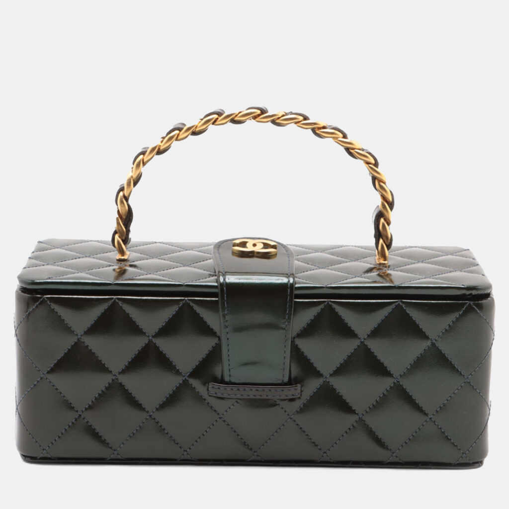 Chanel Green Quilted Patent Vanity Box