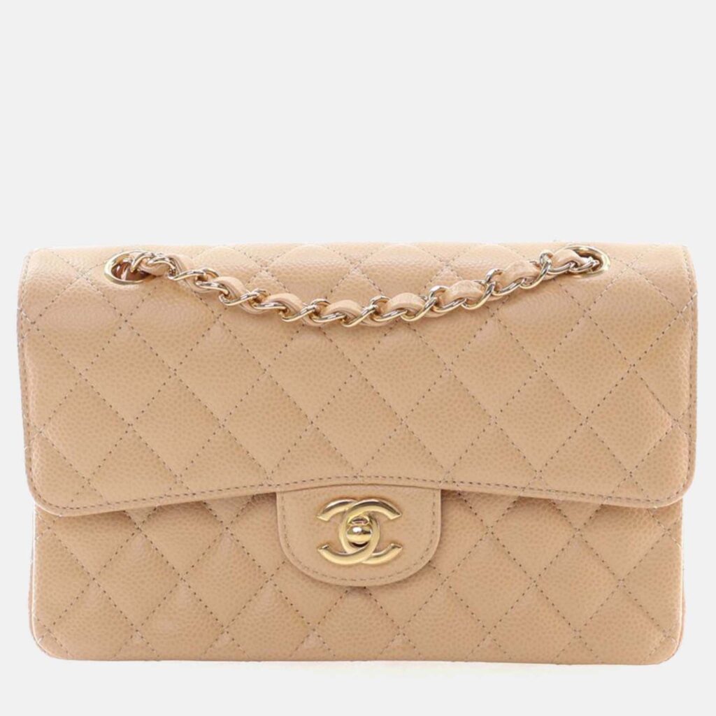 Chanel Small Beige Caviar Classic Double Flap Bag Chanel Small Beige Caviar Classic Double Flap Bag