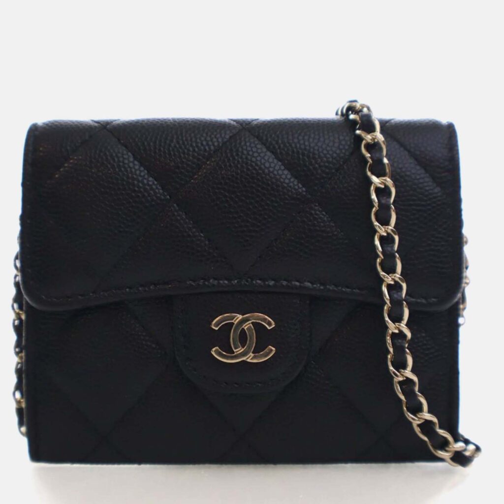 Chanel Caviar Classic Card Holder On Chain