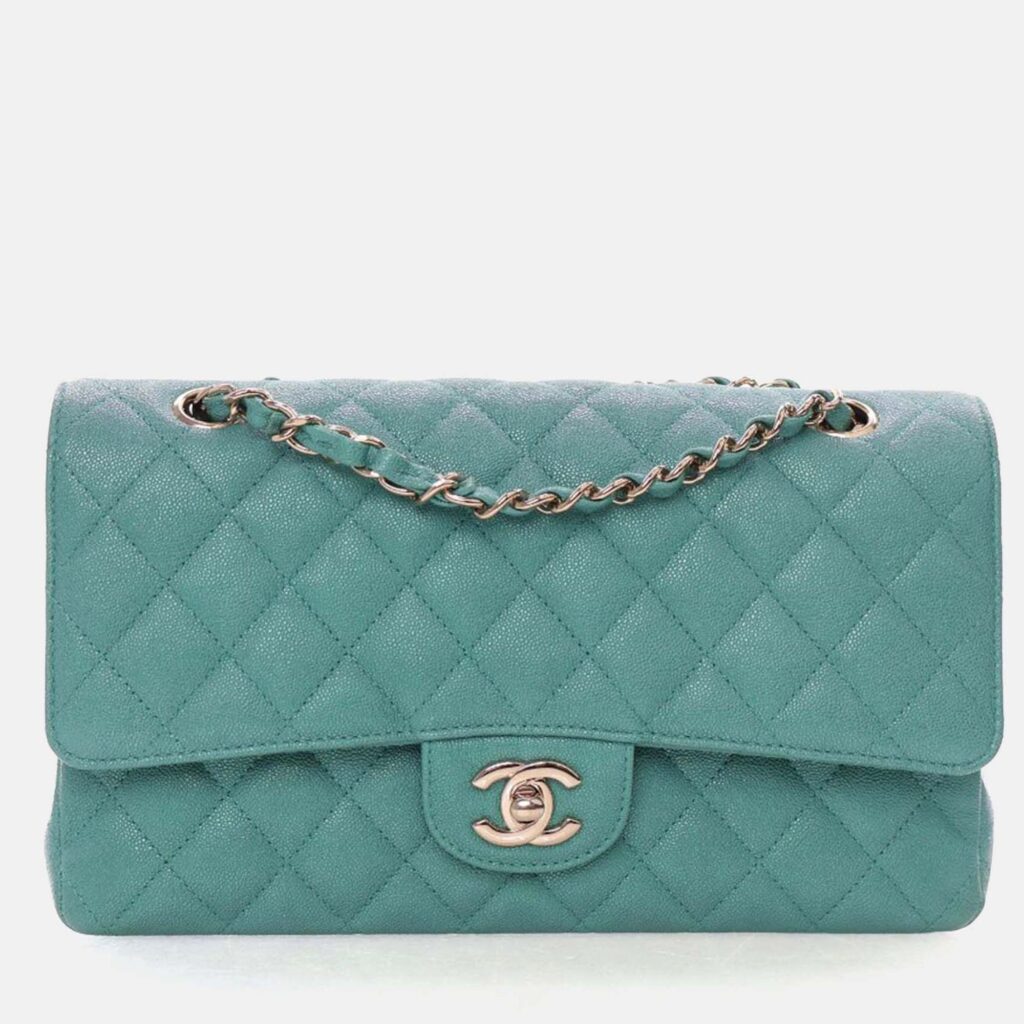 Chanel Medium Blue/Green Caviar Classic Double Flap Bag Chanel Medium Blue/Green Caviar Classic Double Flap Bag