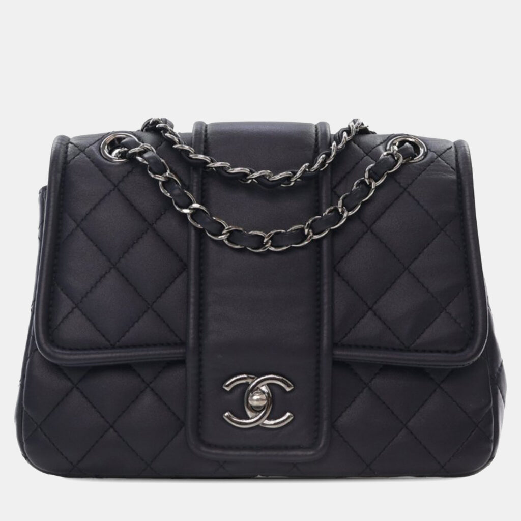 Chanel Blue Quilted Lambskin Elementary Chic Flap Chanel Blue Quilted Lambskin Elementary Chic Flap