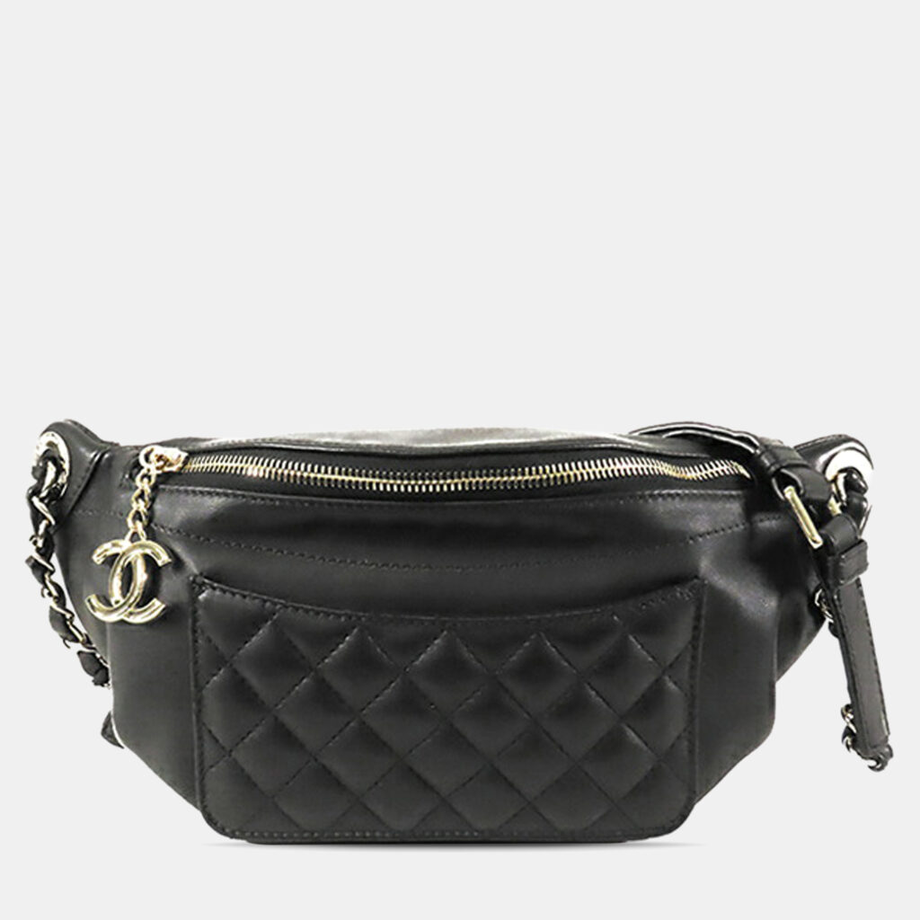 Chanel Quilted Crumpled Lambskin Front Pocket Belt Bag Chanel Quilted Crumpled Lambskin Front Pocket Belt Bag