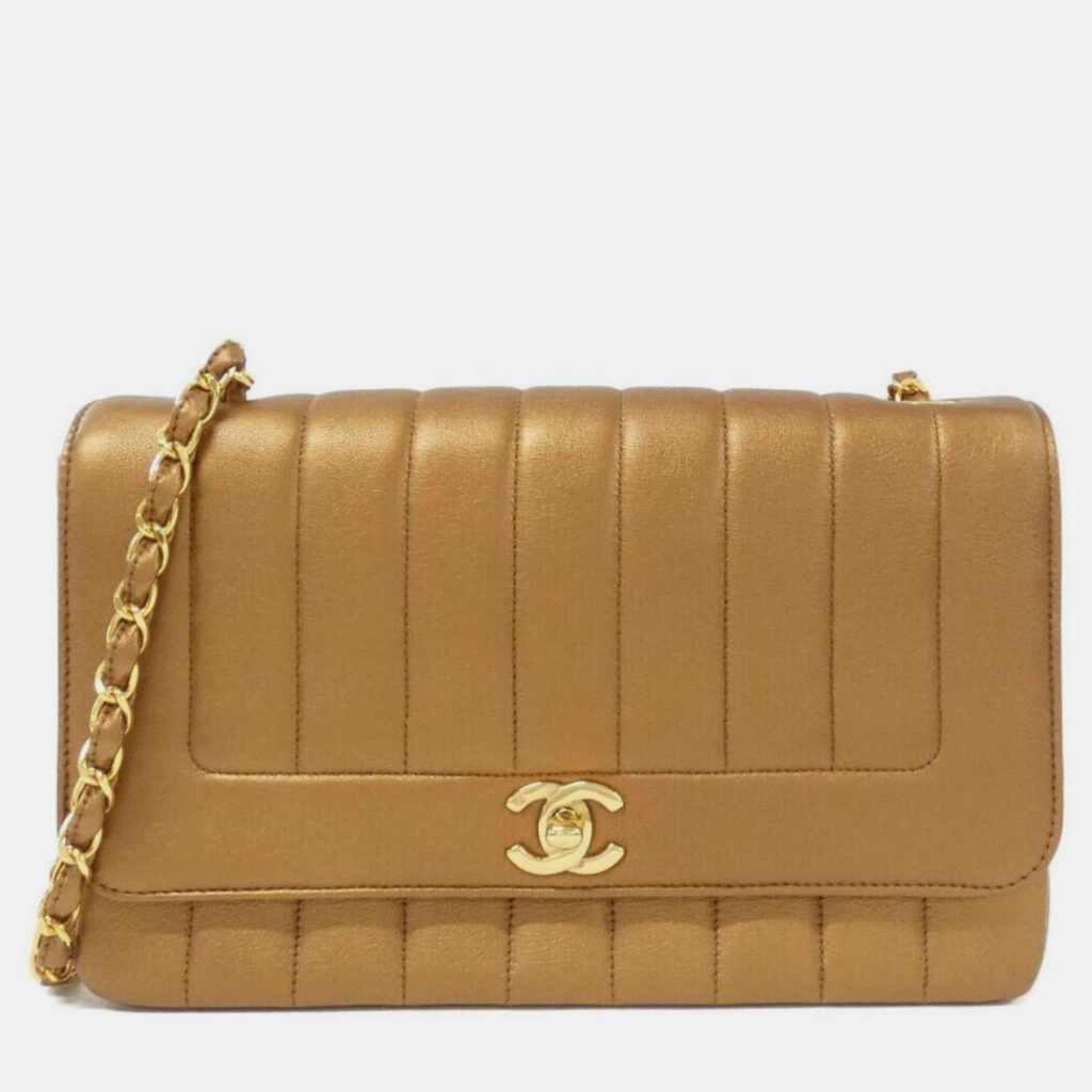 Chanel Gold Lambskin Leather Shoulder Bag Chanel Gold Lambskin Leather Shoulder Bag