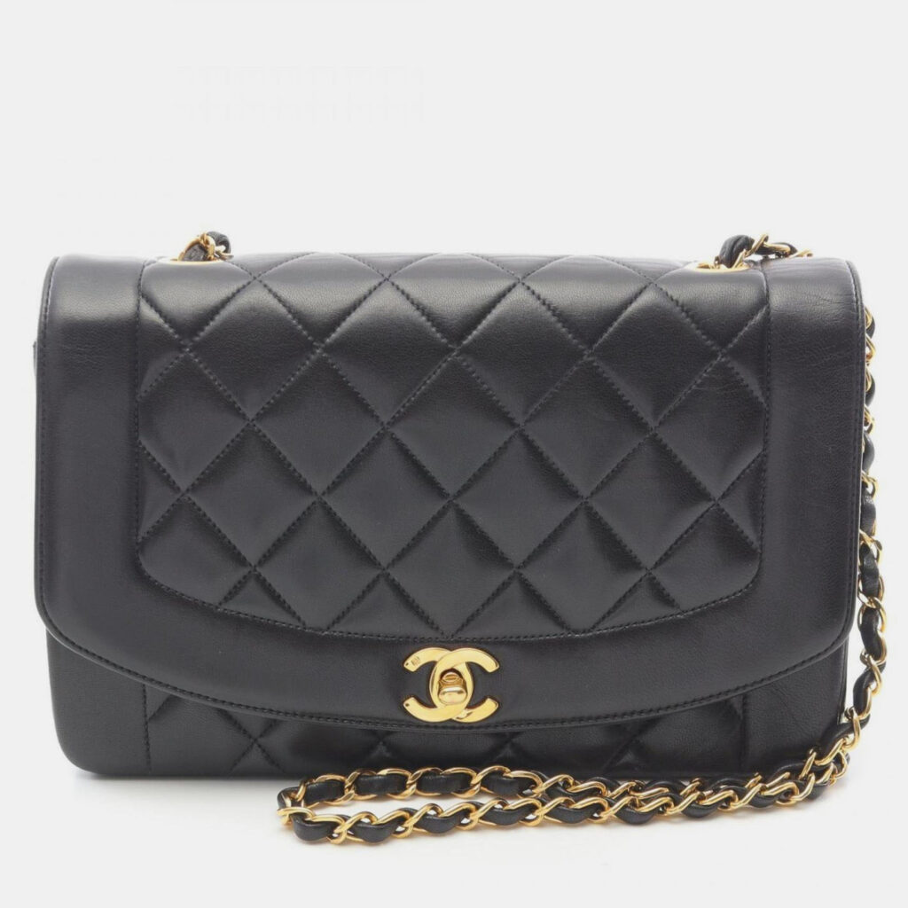 Chanel Matelasse Diana Flap Shoulder Bag Lambskin (Sheepskin) Black Chanel Matelasse Diana Flap Shoulder Bag Lambskin (Sheepskin) Black