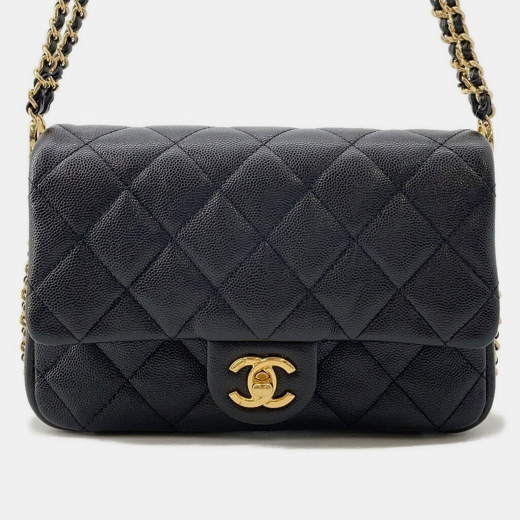 Chanel Mini Matelasse Caviar Leather Chain Shoulder Bag Black Chanel Mini Matelasse Caviar Leather Chain Shoulder Bag Black