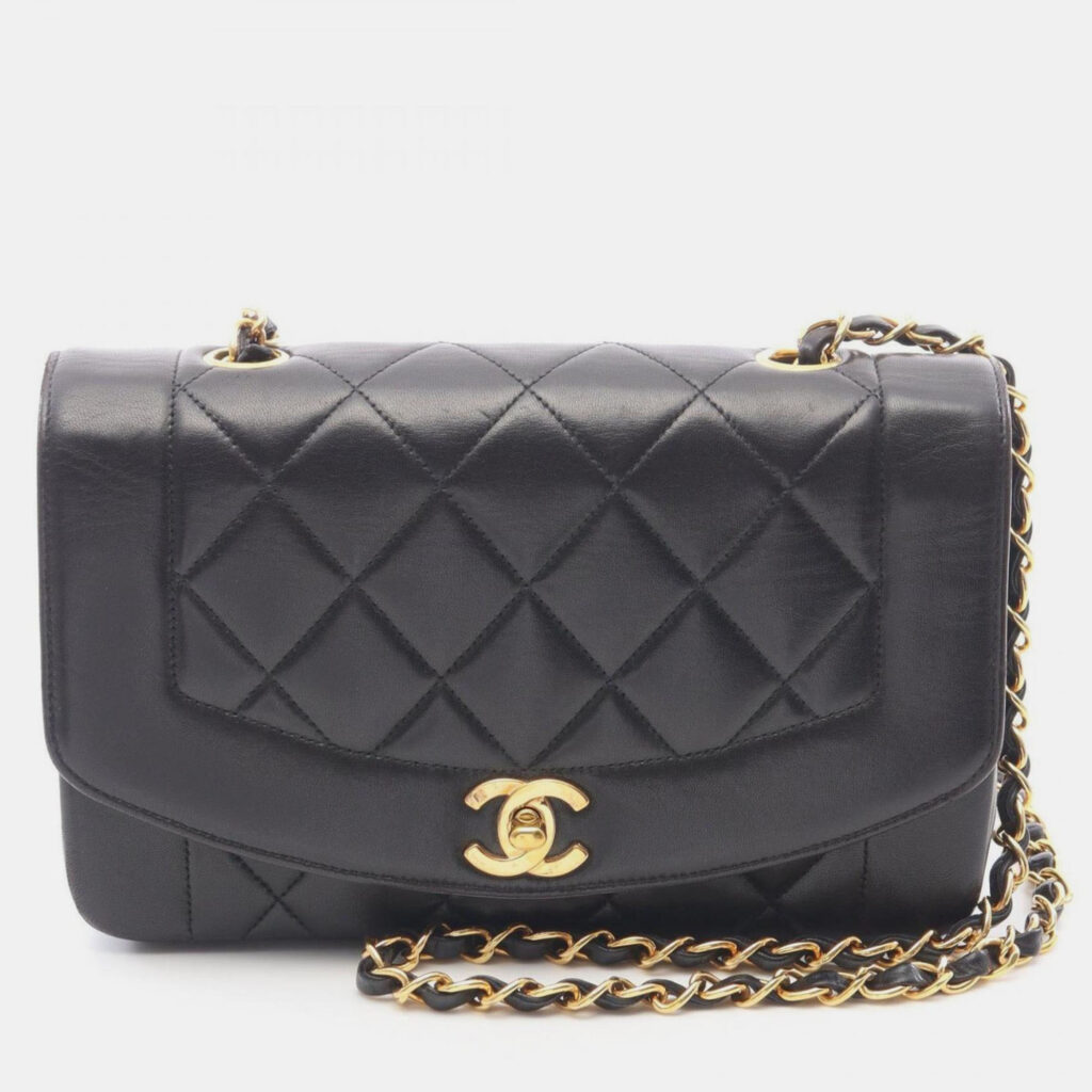 Chanel Matelasse Diana Flap Shoulder Bag Lambskin (Sheepskin) Black Chanel Matelasse Diana Flap Shoulder Bag Lambskin (Sheepskin) Black