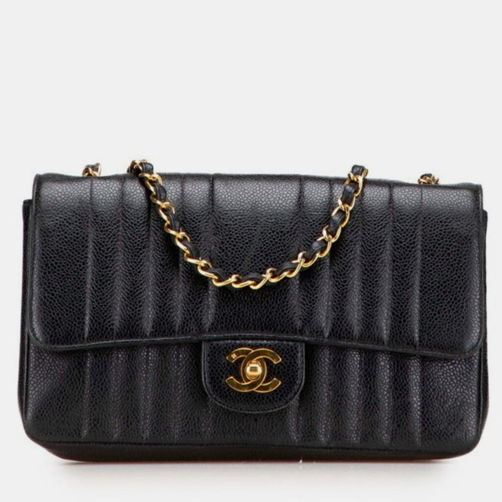 Chanel Mademoiselle Coco Mark Chain Shoulder Bag In Black Caviar Skin Chanel Mademoiselle Coco Mark Chain Shoulder Bag In Black Caviar Skin