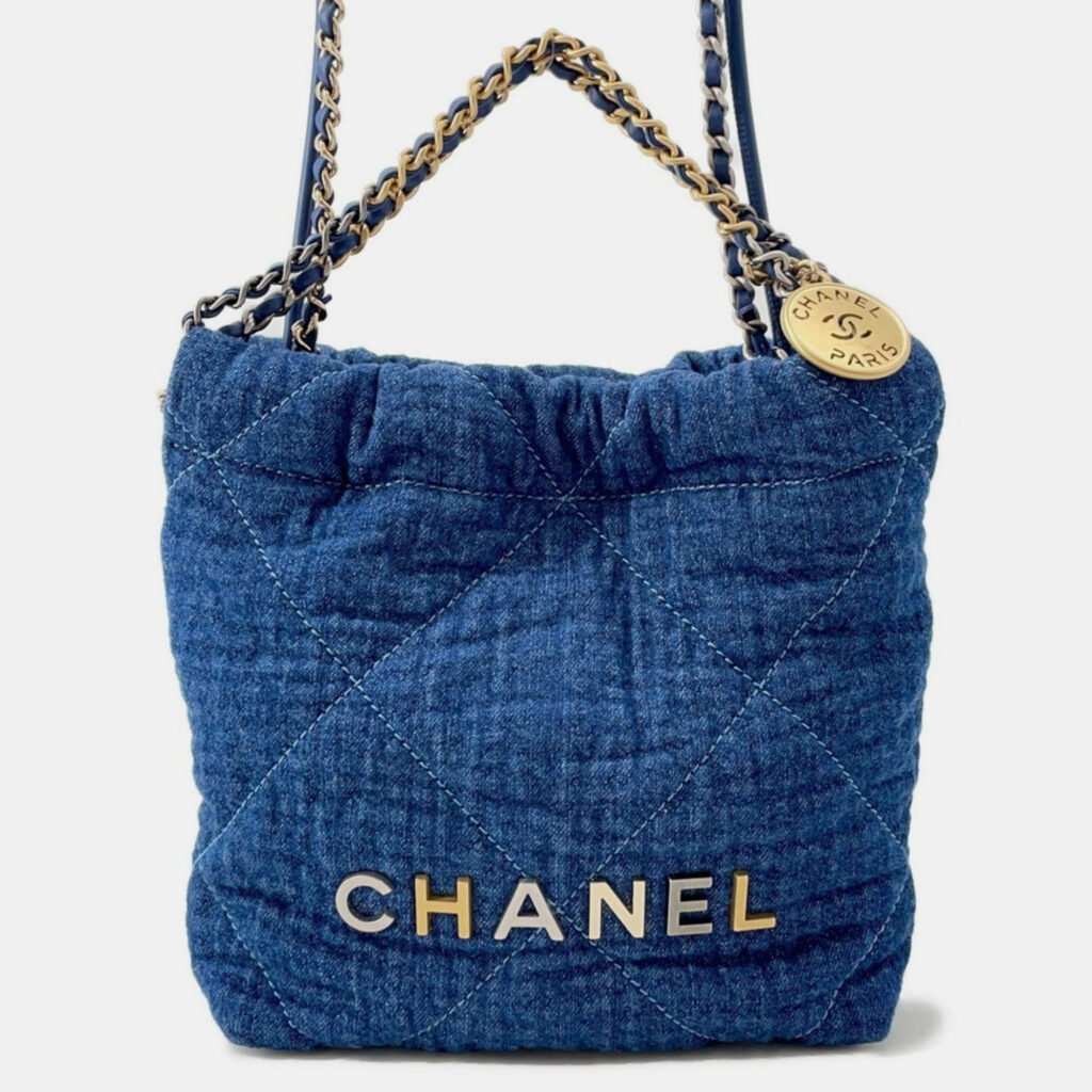 Chanel Handbag 22 Mini Coco Mark Denim Shoulder Bag Chanel Handbag 22 Mini Coco Mark Denim Shoulder Bag
