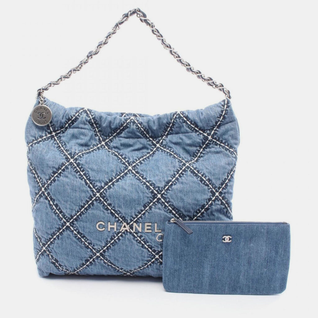 Chanel 22 Tote Bag Denim And Leather Navy Chanel 22 Tote Bag Denim And Leather Navy