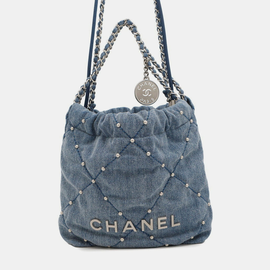 Chanel 22 Mini Coco Mark Denim Handbag