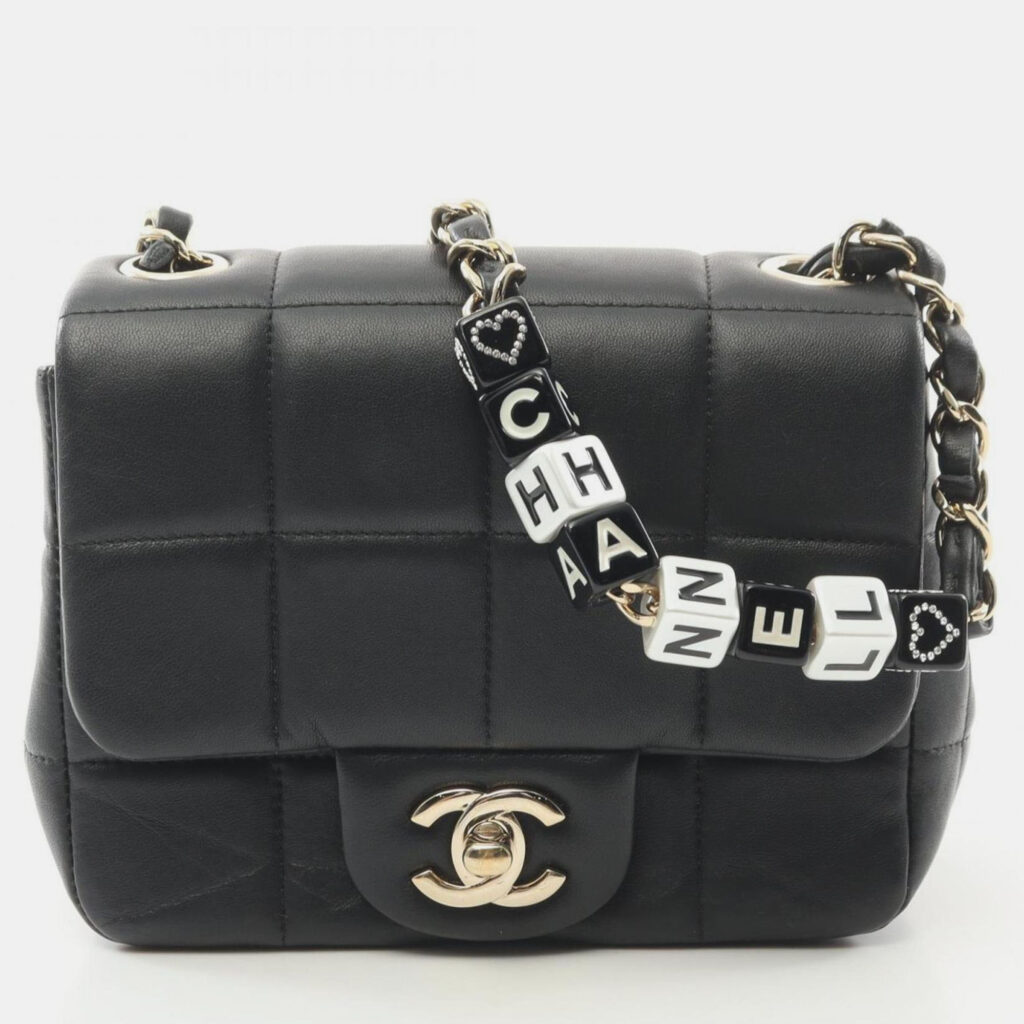 Chanel Chocolate Bar Mini Flap Shoulder Bag Lambskin (Sheepskin) Black Chanel Chocolate Bar Mini Flap Shoulder Bag Lambskin (Sheepskin) Black