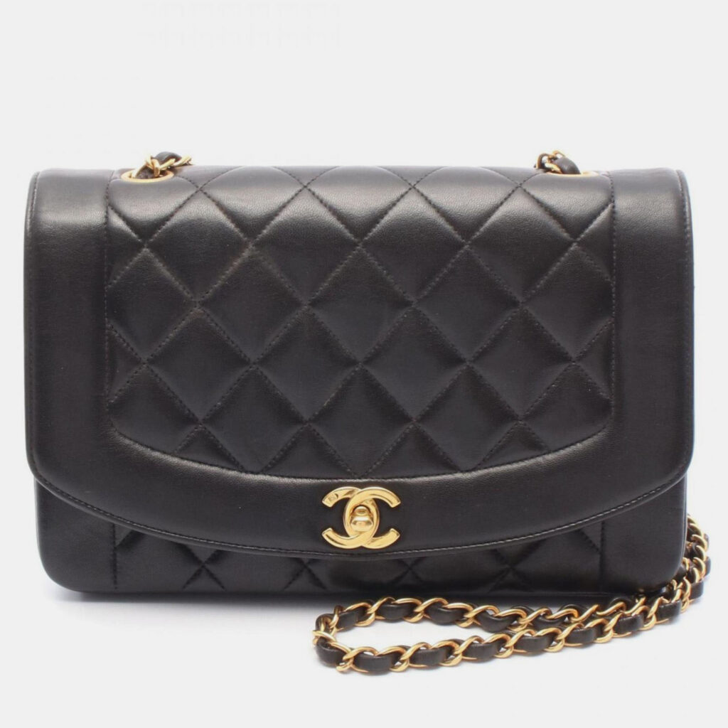 Chanel Matelasse Diana Flap Shoulder Bag Lambskin (Sheepskin) Black Chanel Matelasse Diana Flap Shoulder Bag Lambskin (Sheepskin) Black