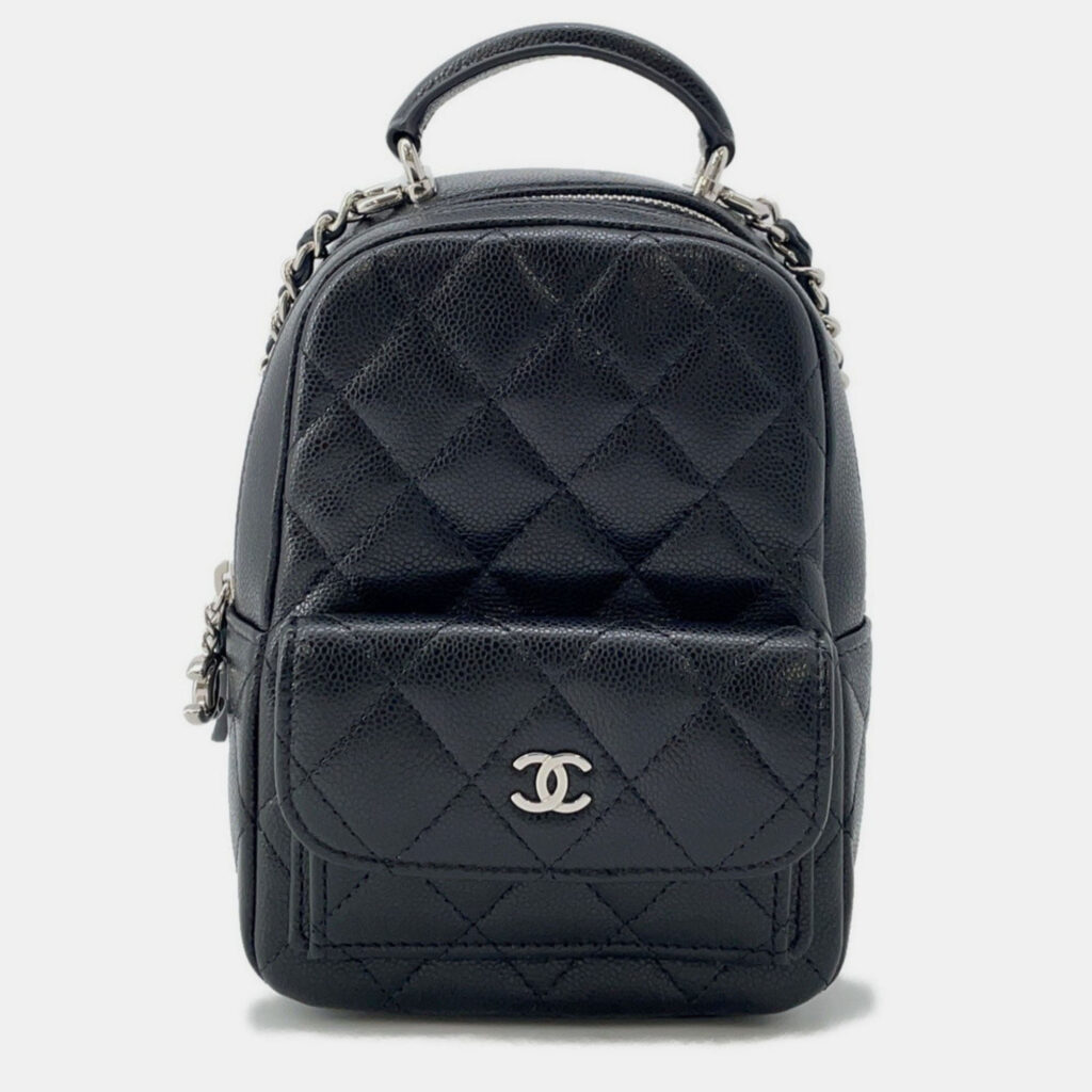 Chanel Matelasse Coco Mark Mini Backpack In Caviar Skin Black Chanel Matelasse Coco Mark Mini Backpack In Caviar Skin Black