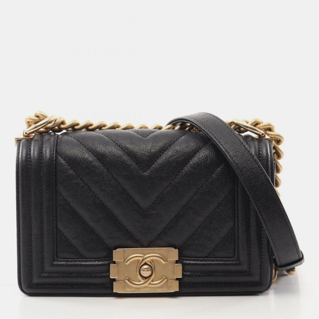 Chanel Boy Chanel Small V-Stitch Chevron Shoulder Bag Calfskin (Cowhide) Black Chanel Boy Chanel Small V-Stitch Chevron Shoulder Bag Calfskin (Cowhide) Black
