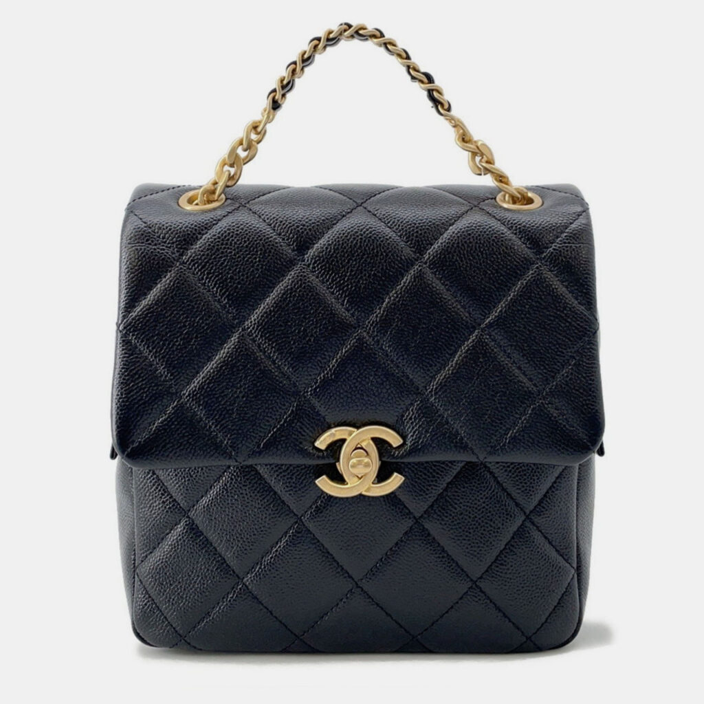 Chanel Matelasse Coco Mark Caviar Leather Backpack Black Chanel Matelasse Coco Mark Caviar Leather Backpack Black