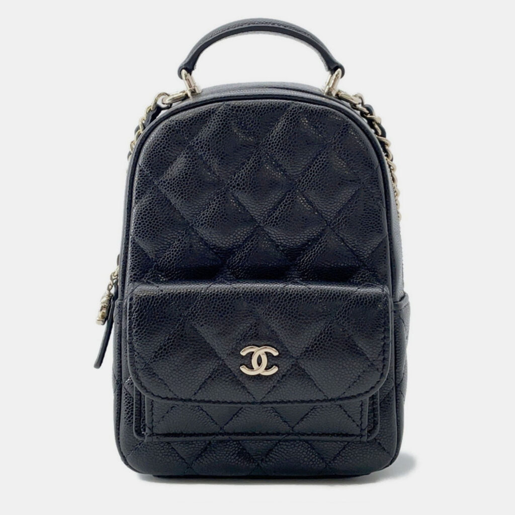Chanel Matelasse Coco Mark Mini Caviar Skin Backpack Black Chanel Matelasse Coco Mark Mini Caviar Skin Backpack Black