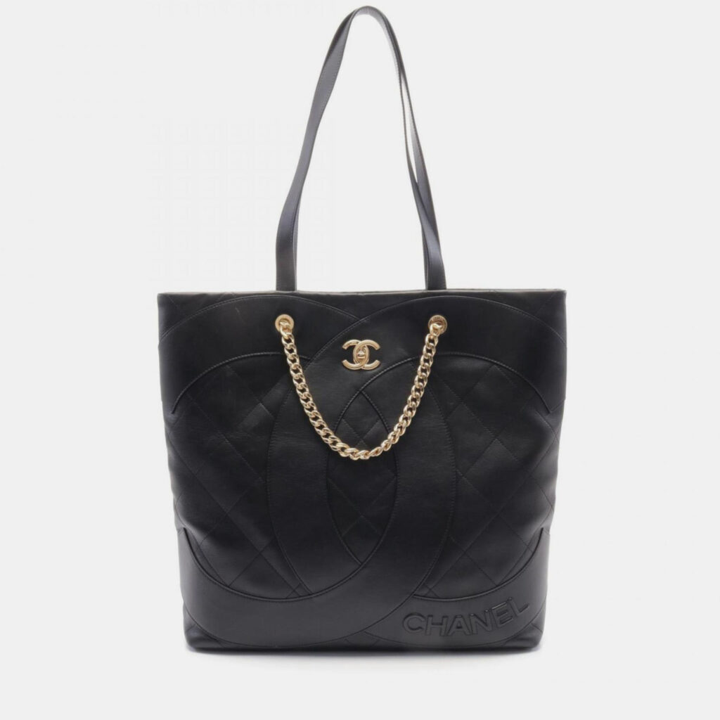 Chanel Matelasse Tote Bag Leather Black
