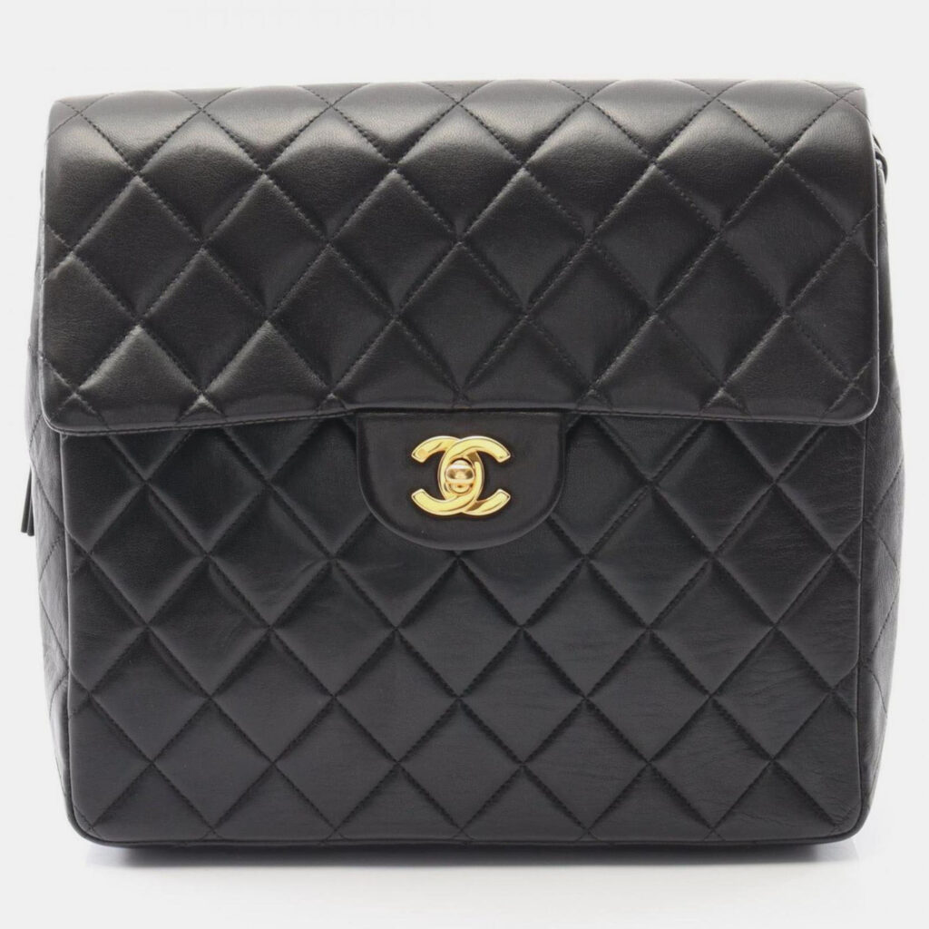 Chanel Matelasse Backpack Bag In Lambskin Leather Black Chanel Matelasse Backpack Bag In Lambskin Leather Black