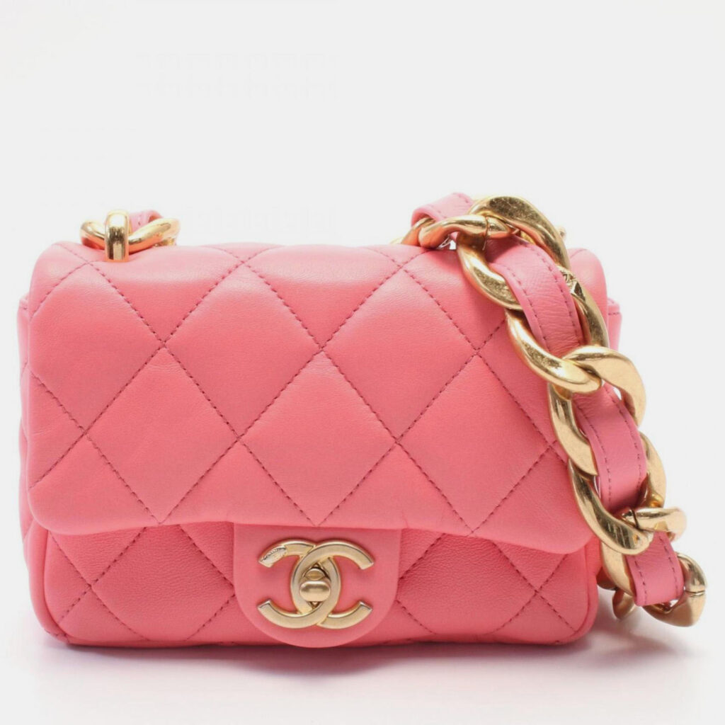 Chanel Matelasse Shoulder Bag Lambskin (Sheepskin) Pink