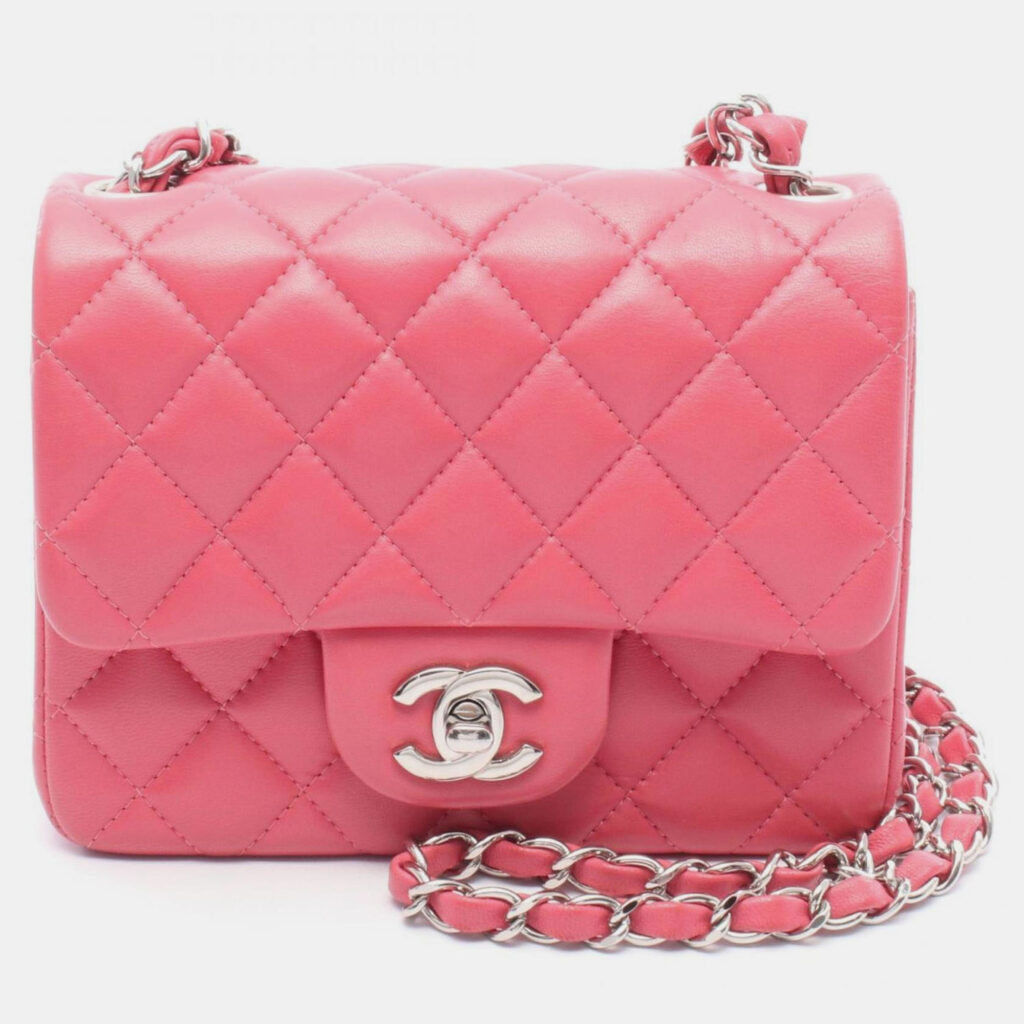 Chanel Mini Matelasse Shoulder Bag Leather Pink