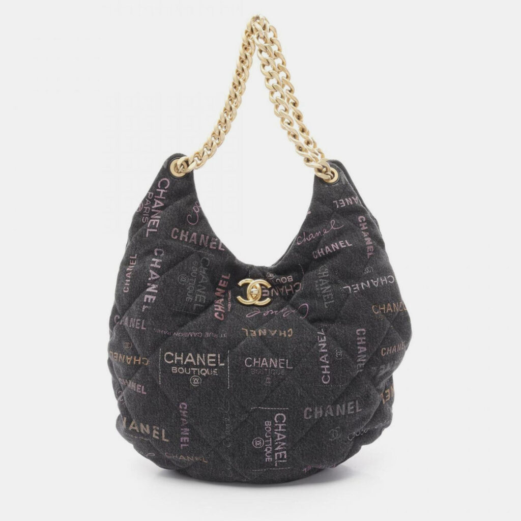 Chanel Matelasse Hobo Shoulder Bag Denim Black Multicolor