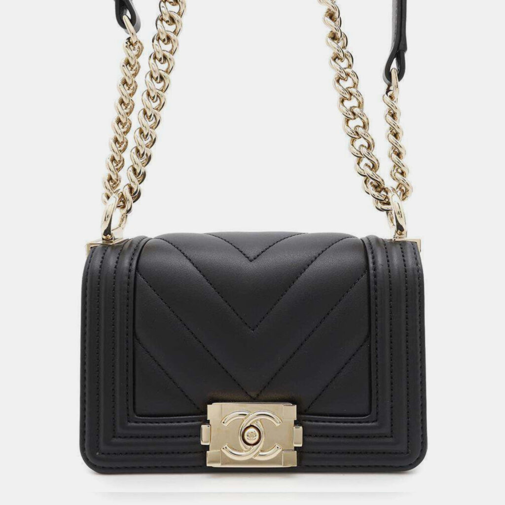 Chanel Chain Shoulder Bag Boy V Stitch Black