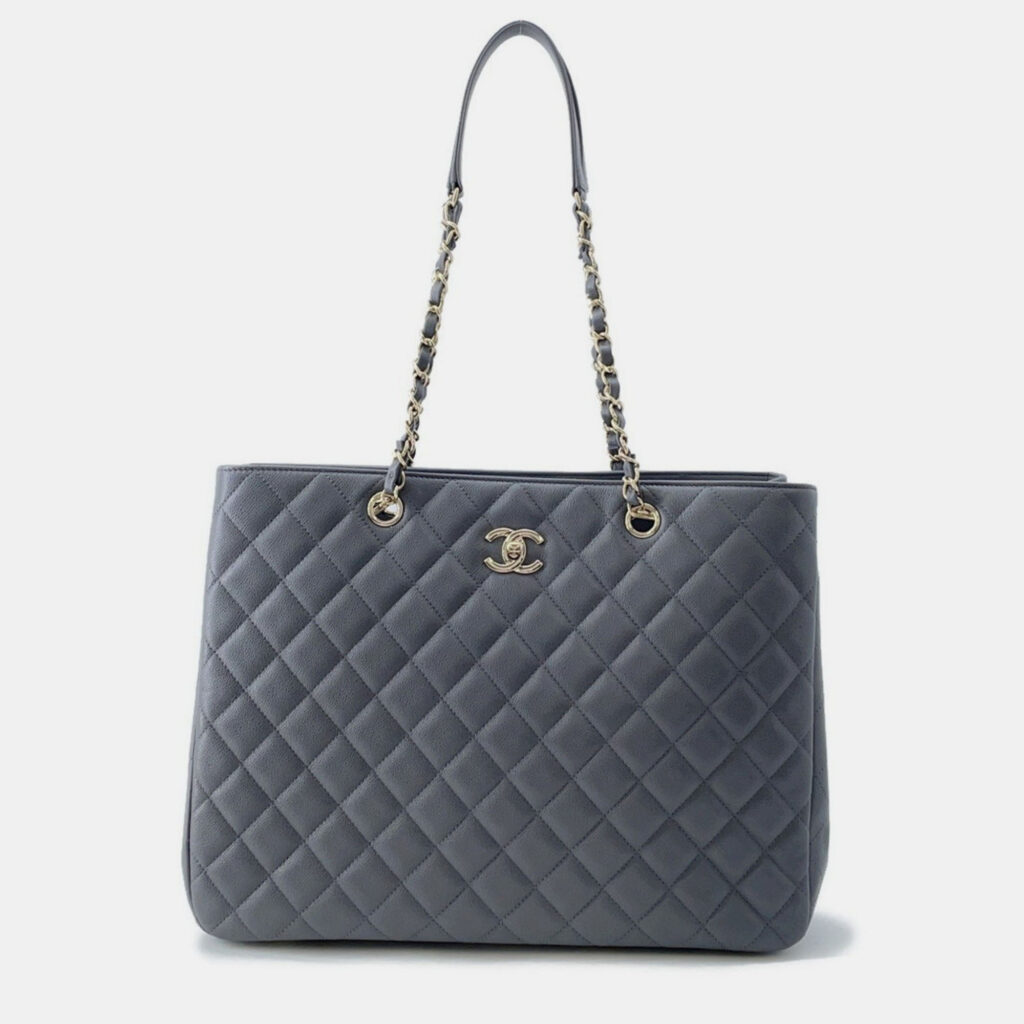 Chanel Chain Tote Bag Matelasse Coco Mark Large Caviar Skin Chanel Chain Tote Bag Matelasse Coco Mark Large Caviar Skin