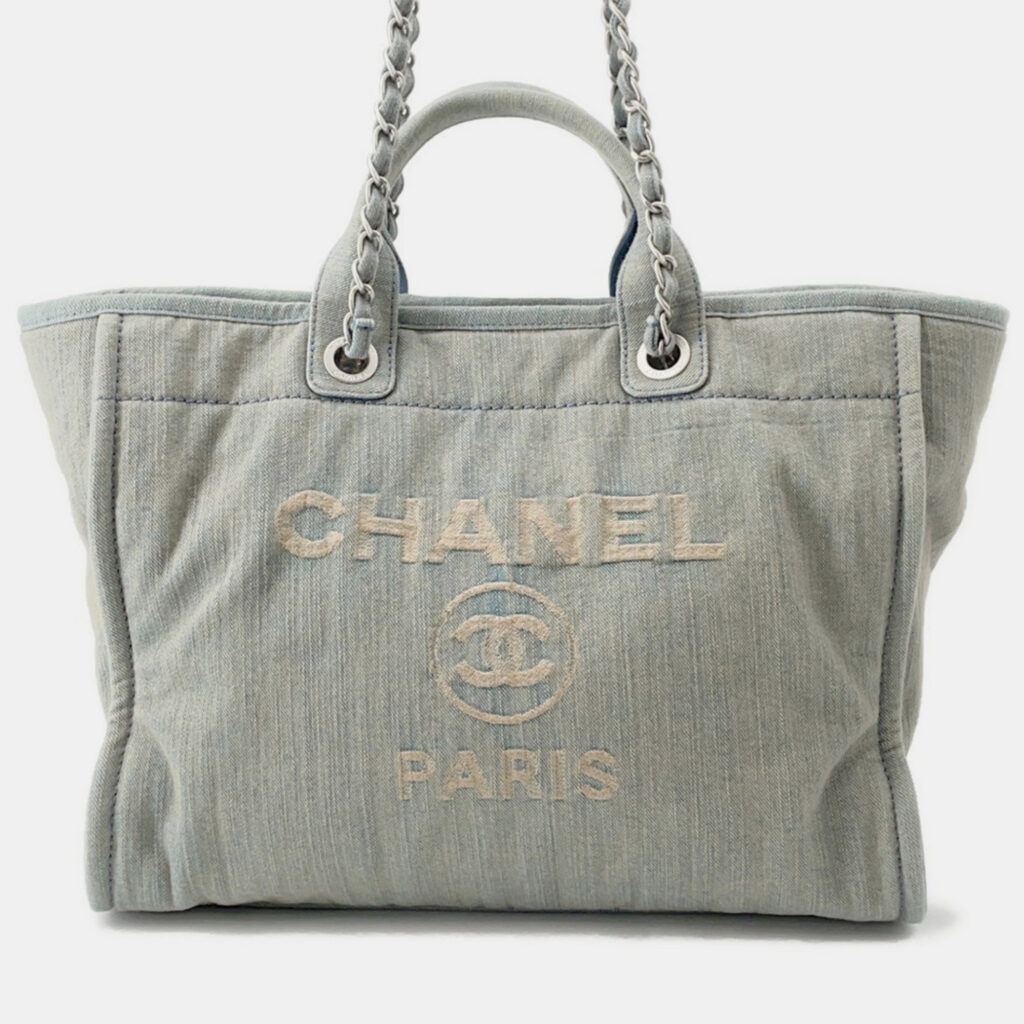 Chanel 2-Way Tote Bag Deauville Line Coco Mark Denim