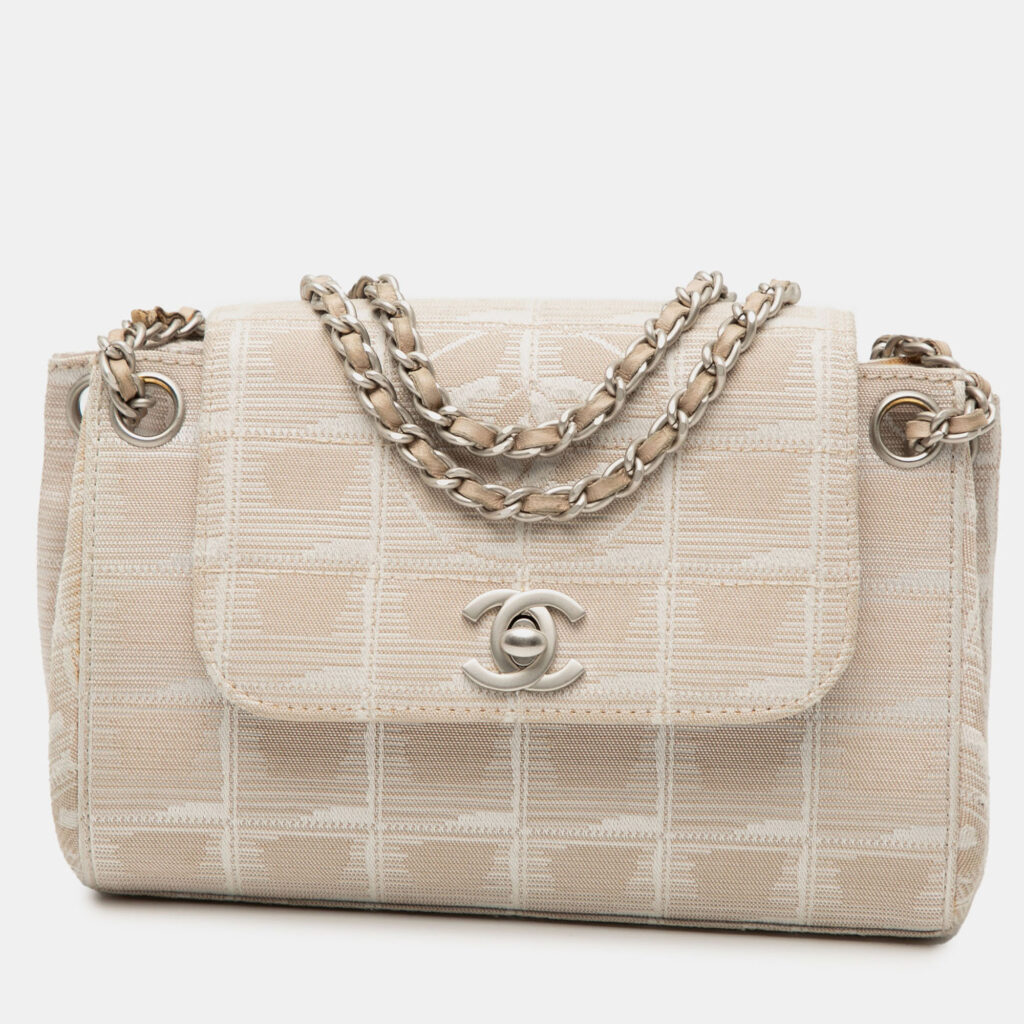 Chanel Beige Brown Mini New Travel Line Nylon Accordion Flap Chanel Beige Brown Mini New Travel Line Nylon Accordion Flap