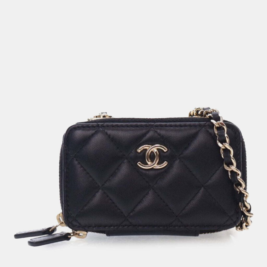 Chanel Black Mini Lambskin Trendy CC Cardholder With Chain Chanel Black Mini Lambskin Trendy CC Cardholder With Chain