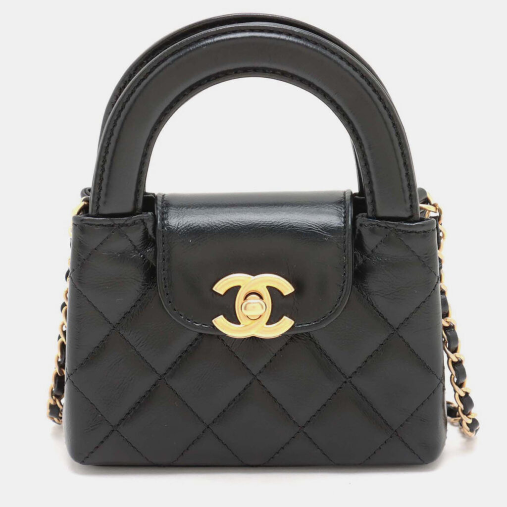 Chanel Black Mini Nano Aged Calfskin Kelly Shopper Bag