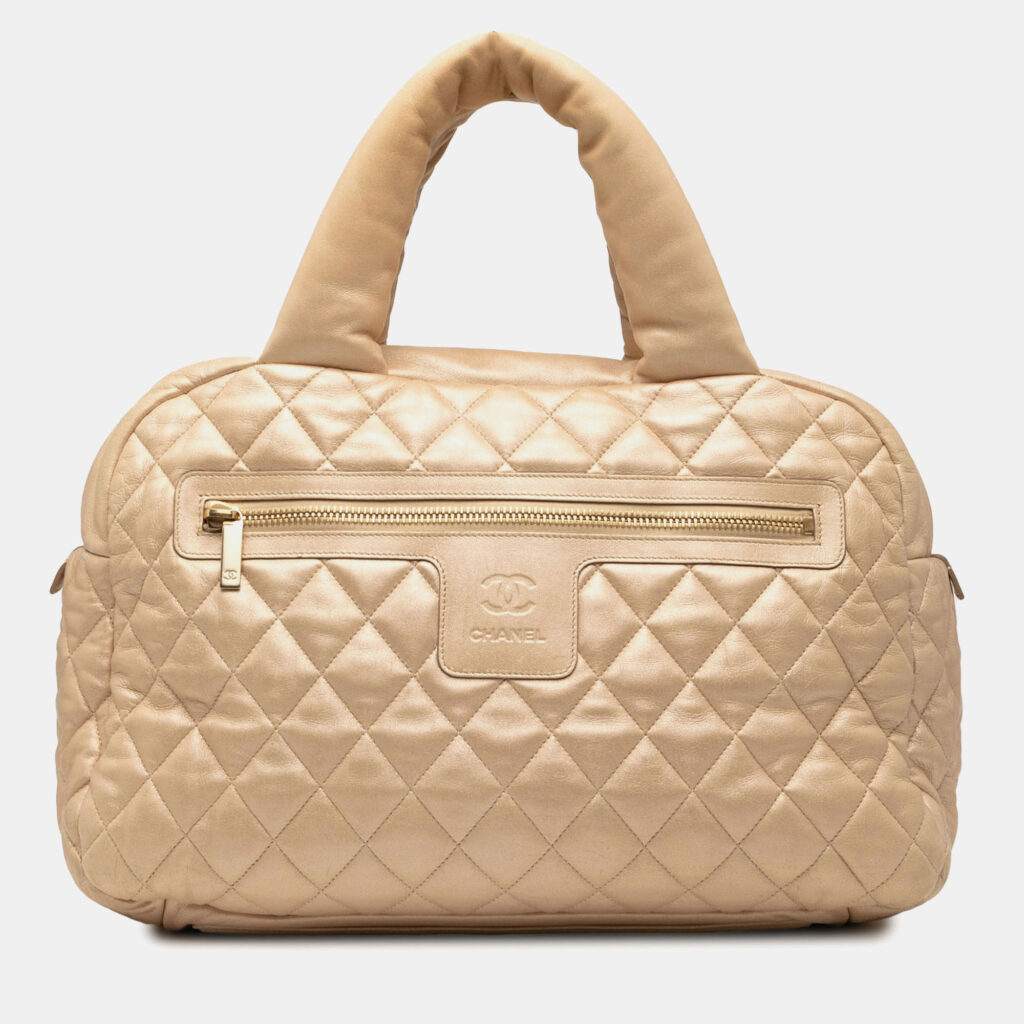 Chanel Beige Quilted Lambskin Coco Cocoon Bowler Bag Chanel Beige Quilted Lambskin Coco Cocoon Bowler Bag