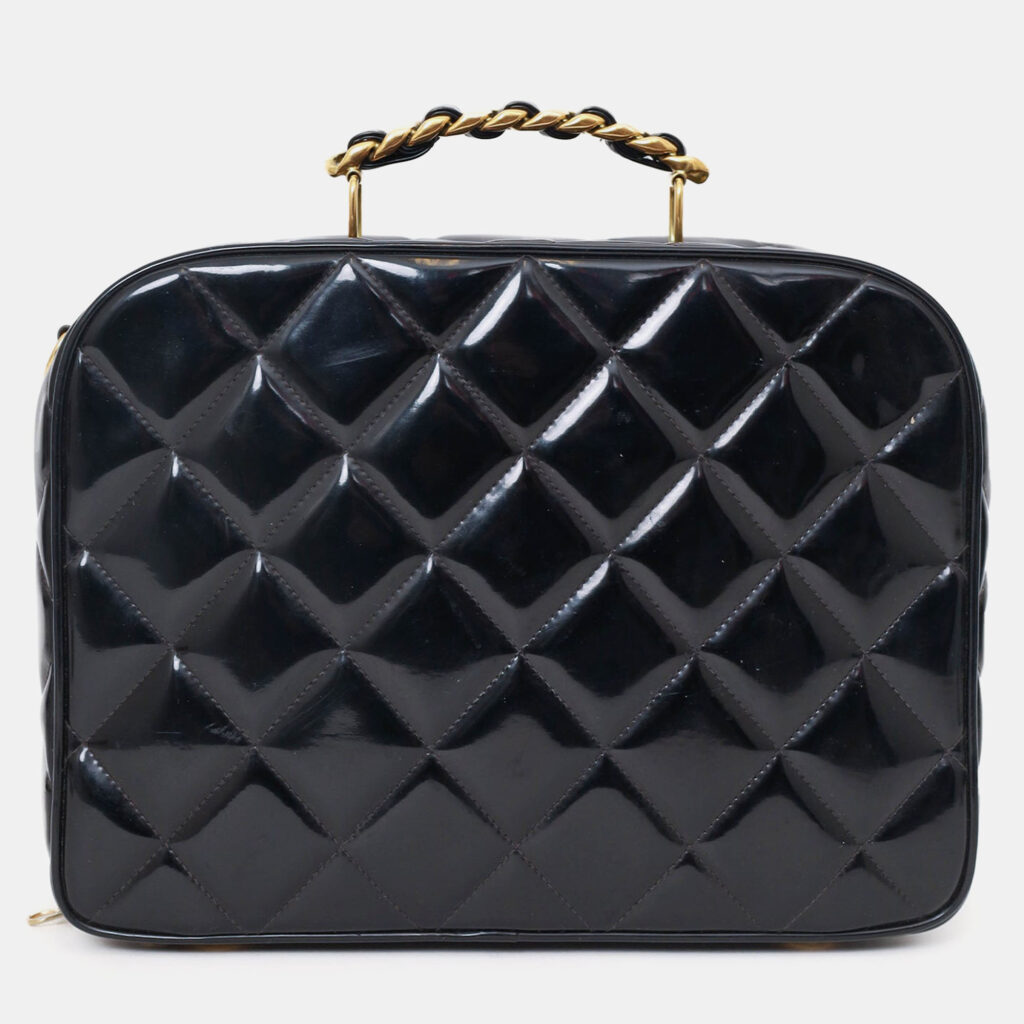 Chanel 1994-96 Black Patent Leather Large Vanity Case Chanel 1994-96 Black Patent Leather Large Vanity Case