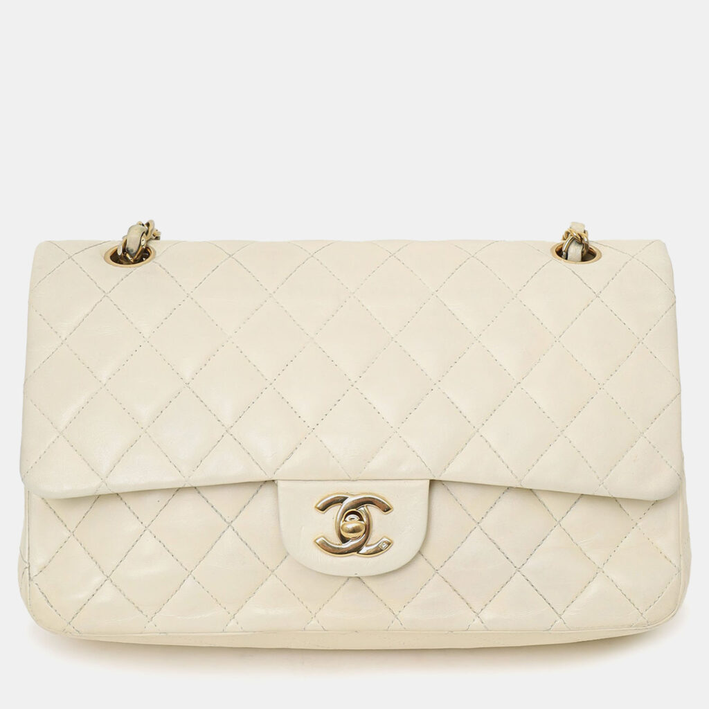 Chanel 2003-04 White Lambskin Medium Double Flap Bag Chanel 2003-04 White Lambskin Medium Double Flap Bag