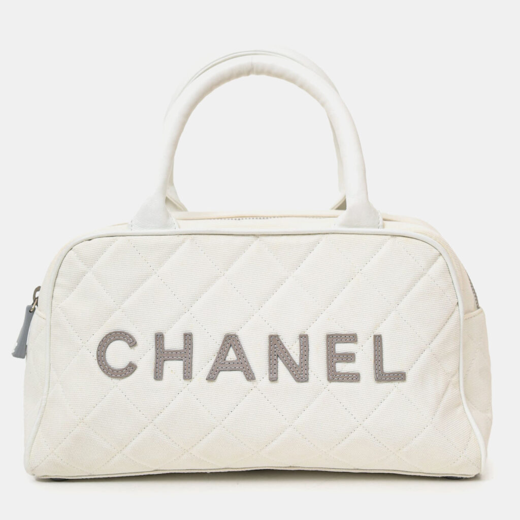 Chanel 2000-02 White Canvas Mini Bowler Bag Chanel 2000-02 White Canvas Mini Bowler Bag
