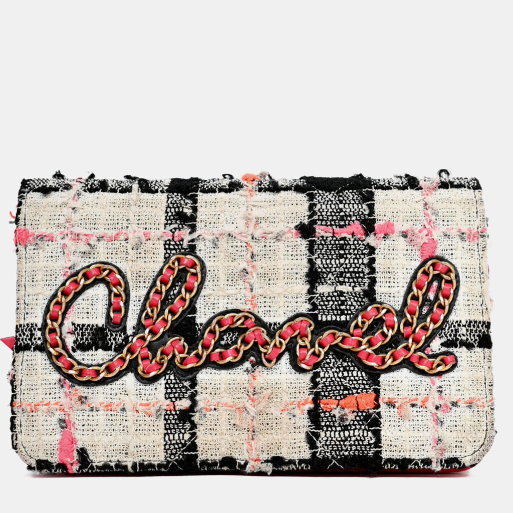 Chanel 2019 Pink/Black/Cream Tweed Wallet On Chain Chanel 2019 Pink/Black/Cream Tweed Wallet On Chain