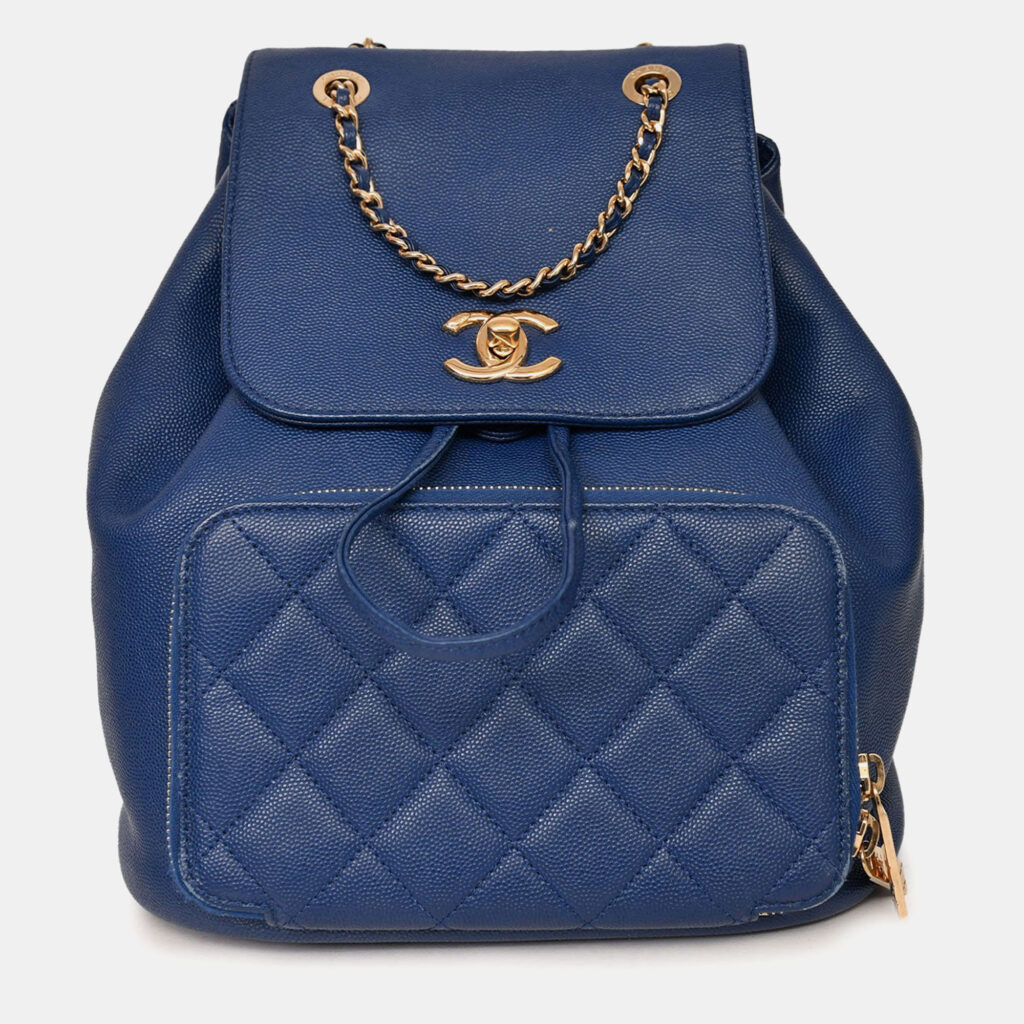 Chanel 2017 Blue Caviar Leather Business Affinity GHW Backpack