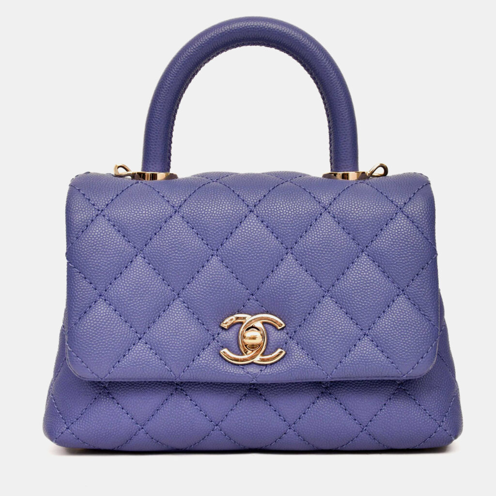 Chanel 2020 Purple Caviar Leather Mini Coco Top Handle Chanel 2020 Purple Caviar Leather Mini Coco Top Handle