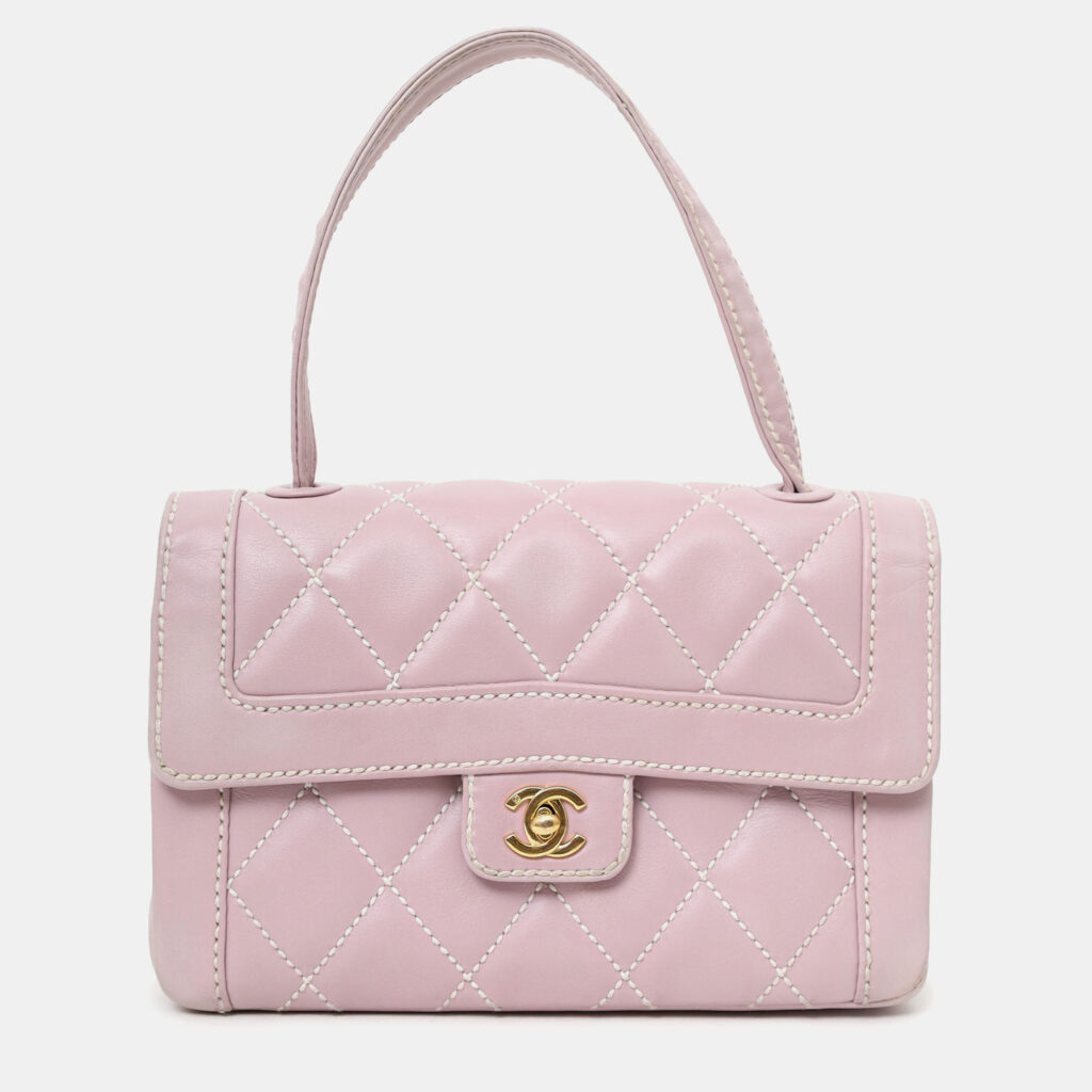 Chanel 2004-05 Lilac Purple Wild Stitch Medium Top Handle Flap Bag Chanel 2004-05 Lilac Purple Wild Stitch Medium Top Handle Flap Bag