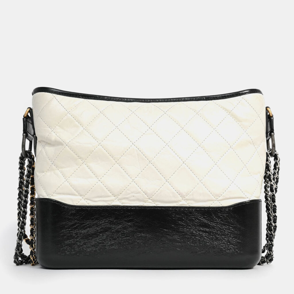 luxury-women-chanel-used-handbags-p1247805-004.jpg Chanel 2017 White/Black Leather 'Gabrielle' Multichain Hobo Bag