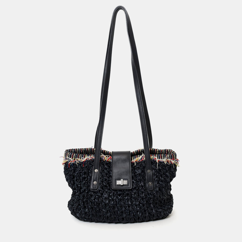 Chanel 2010-11 Black Straw Tweed 255 Tote Bag Chanel 2010-11 Black Straw Tweed 255 Tote Bag