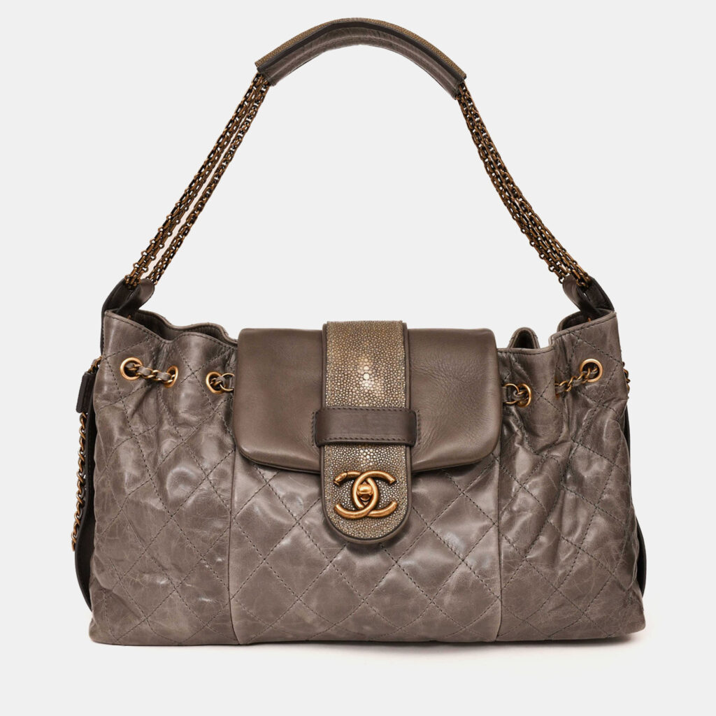 Chanel 2012 Grey Bindi Galuchat Flap Bag Chanel 2012 Grey Bindi Galuchat Flap Bag