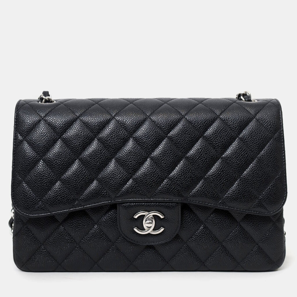 luxury-women-chanel-used-handbags-p1247838-003-1.jpg Chanel 2021+ Black Caviar Leather Jumbo Double Flap