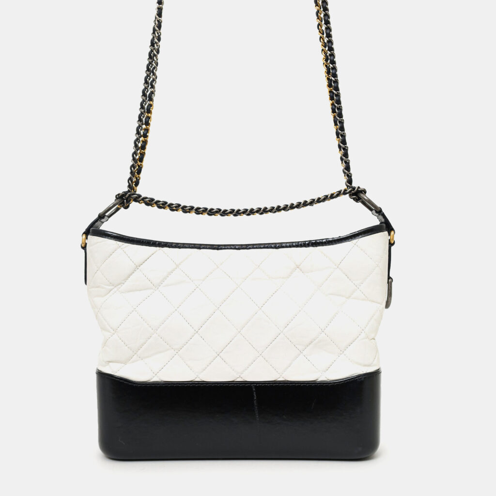 luxury-women-chanel-used-handbags-p1247856-005.jpg Chanel 2017 Black/White Quilted Lambskin Leather Medium Gabrielle Bag