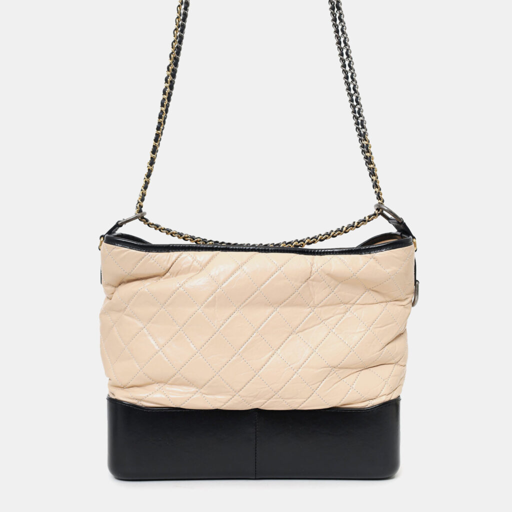 Chanel Beige/Black Medium 'Gabrielle' Multichain Hobo Bag Chanel Beige/Black Medium 'Gabrielle' Multichain Hobo Bag